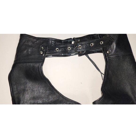 Pro Rider Genuine Leather Black Motorcycle Chaps Size S - Picture 6 of 9